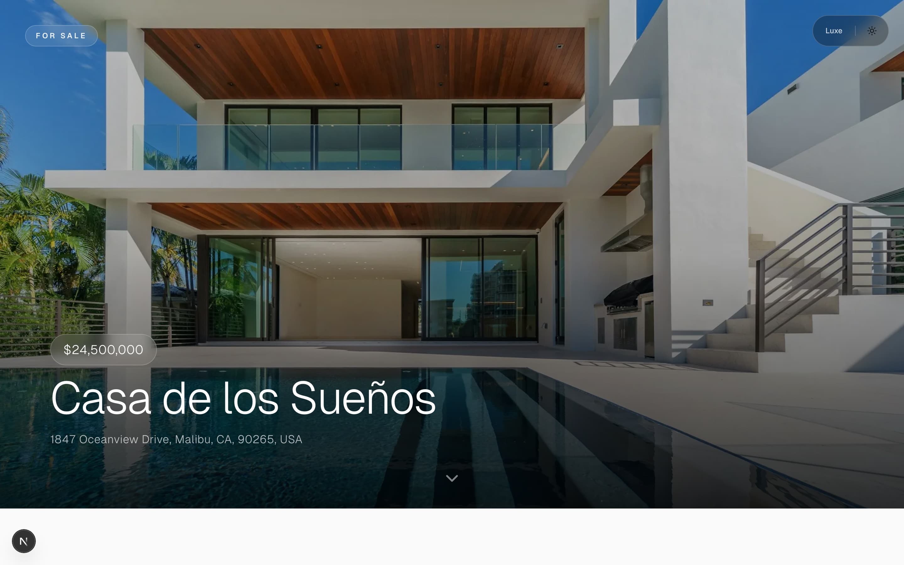 Estate template - Casa de los Sueños luxury property website