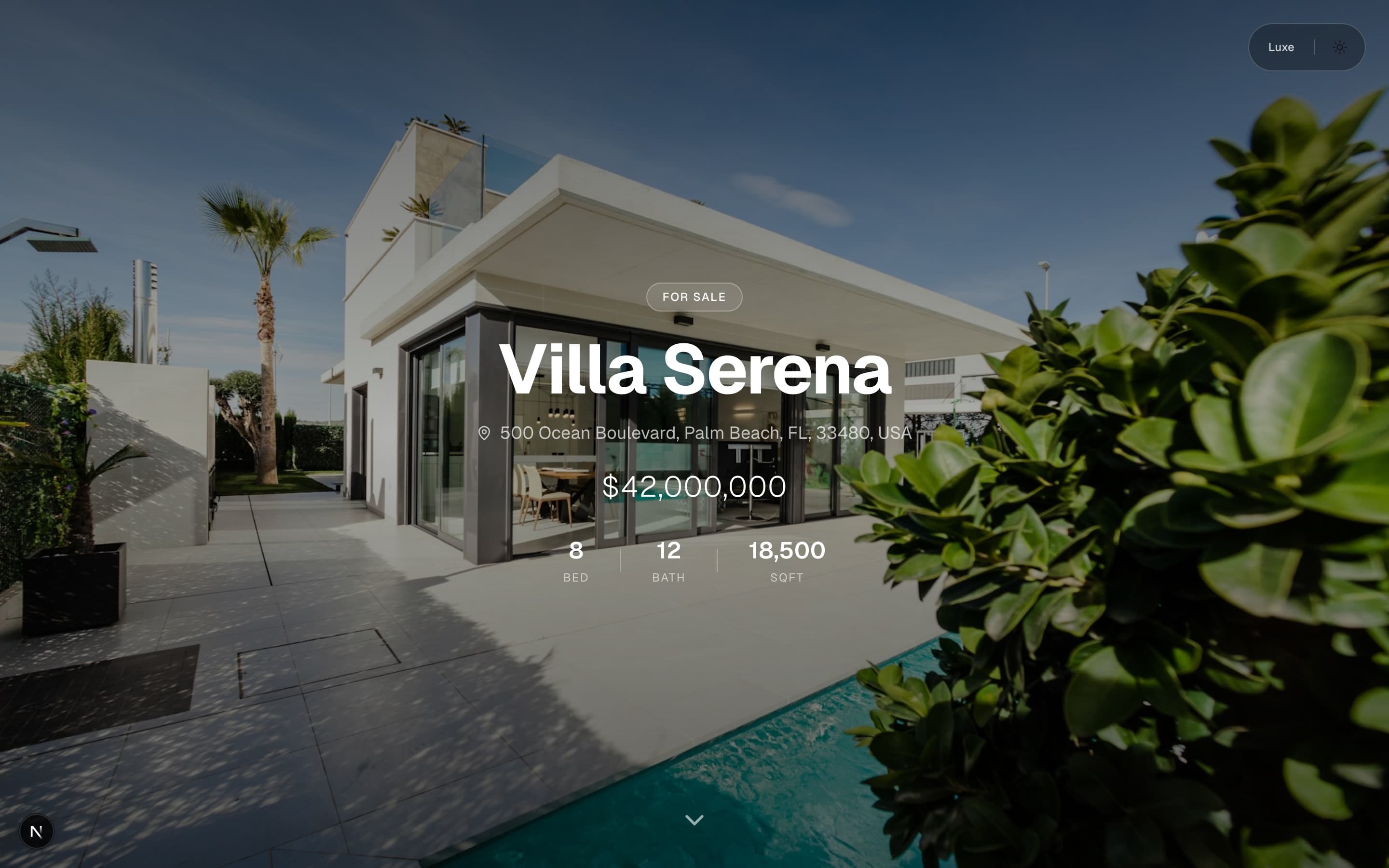 Showcase template - Villa Serena luxury property website